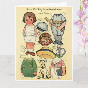 Baseball ⚾ Dolly Dingle Reproduktion Papierpuppe Karte