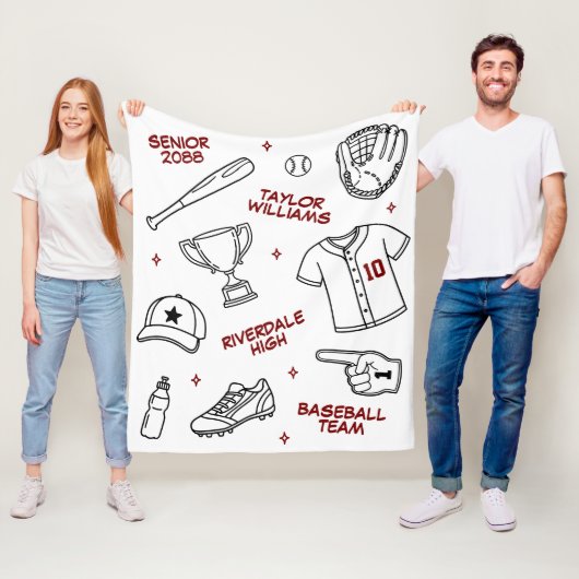 Baseball-Doodle-Zeichnung in benutzerdefinierter F Fleecedecke (Beispiel)