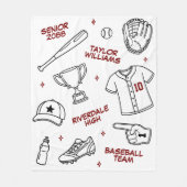 Baseball-Doodle-Zeichnung in benutzerdefinierter F Fleecedecke (Vorderseite)