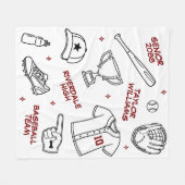 Baseball-Doodle-Zeichnung in benutzerdefinierter F Fleecedecke (Vorderseite (Horizontal))