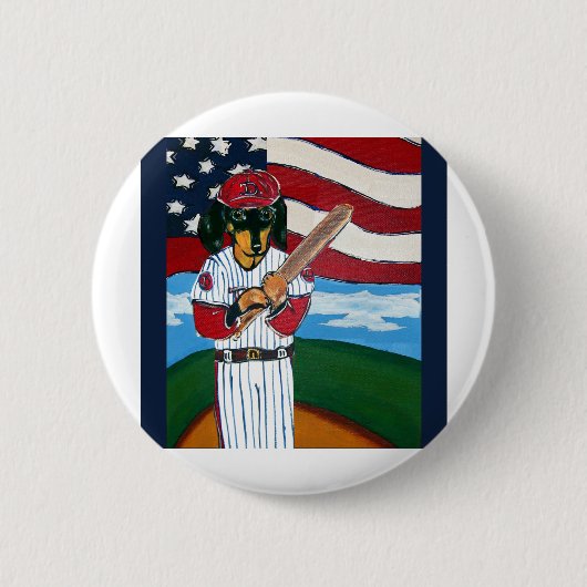 Baseball-Doxie Button (Vorderseite)