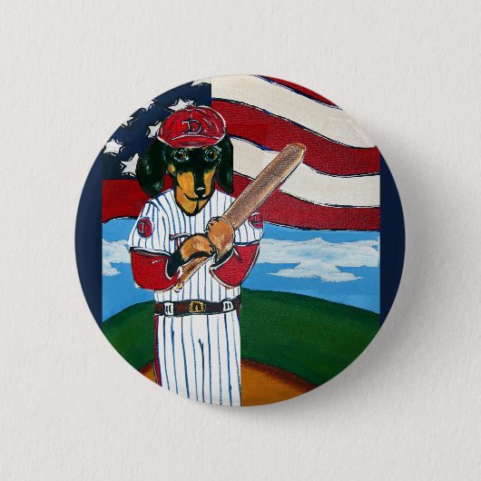 Baseball-Doxie Button (Vorderseite)