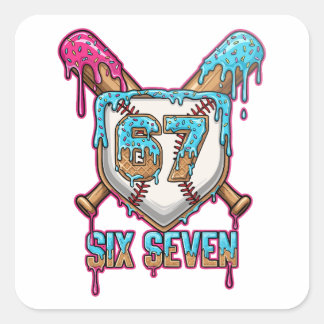 Baseball Drip 67 Meme — Player 6-7 / Six Seven Quadratischer Aufkleber