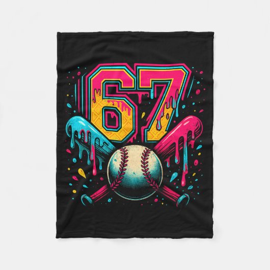 Baseball Drip 6 7 Number 67 Six Seven Meme Mens Bo Fleecedecke (Vorderseite)