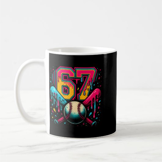 Baseball Drip 6 7 Number 67 Six Seven Meme Mens Bo Kaffeetasse (Links)