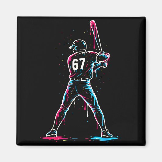 Baseball Drip 6 7 Number 67 Six Seven Meme Mens Bo Magnet (Vorne)