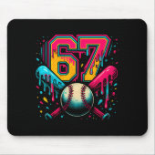 Baseball Drip 6 7 Number 67 Six Seven Meme Mens Bo Mousepad (Vorne)