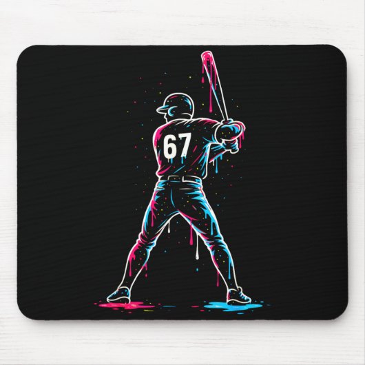 Baseball Drip 6 7 Number 67 Six Seven Meme Mens Bo Mousepad (Vorne)