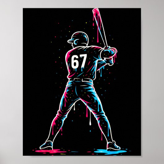 Baseball Drip 6 7 Number 67 Six Seven Meme Mens Bo Poster (Vorne)