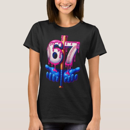 Baseball Drip 6 7 Number 67 Six Seven Meme Mens Bo T-Shirt (Vorderseite)