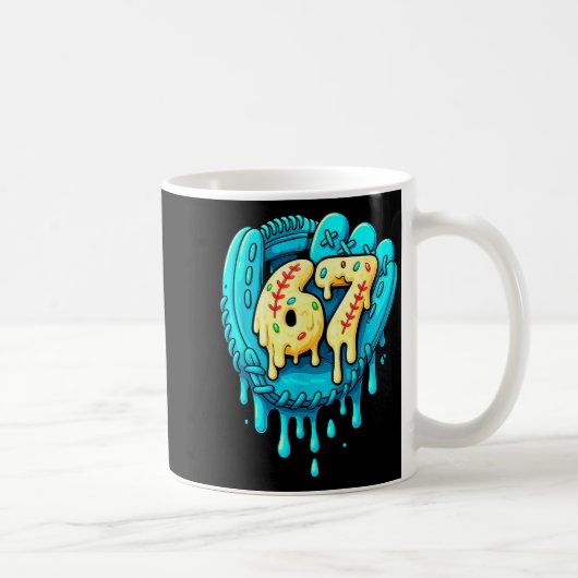 Baseball Drip 6 7 Nummer 67 Sechs Sieben Meme Herr Kaffeetasse (Rechts)