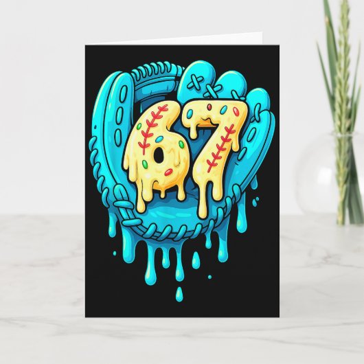Baseball-Drip 6 7 Nummer 67 Sechs Sieben Meme Herr Karte (Vorderseite)