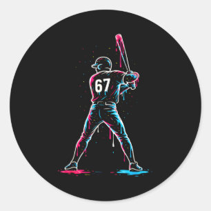 Baseball Drip 6 7 Nummer 67 Sechs Sieben Meme Herr Runder Aufkleber