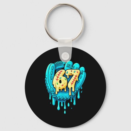 Baseball Drip 6 7 Nummer 67 Sechs Sieben Meme Herr Schlüsselanhänger (Vorderseite)