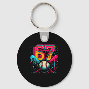Baseball Drip 6 7 Nummer 67 Sechs Sieben Meme Herr Schlüsselanhänger