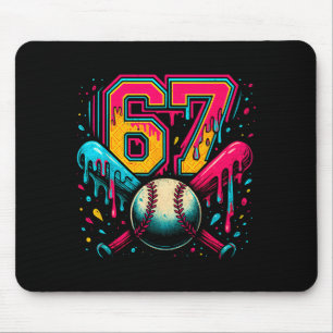 Baseball Drip 6 7 Nummer 67 Sechs Sieben Meme Männ Mousepad