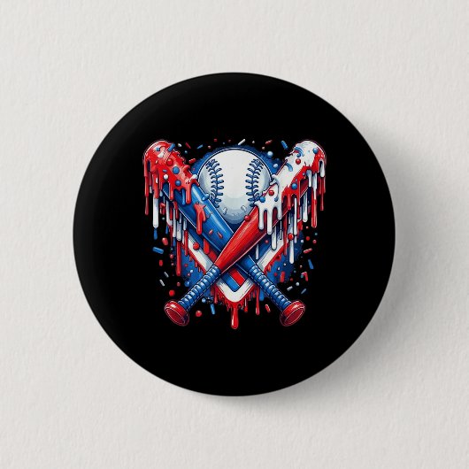 Baseball-Drip American Flag-Schläger 4. Juli Button (Vorderseite)