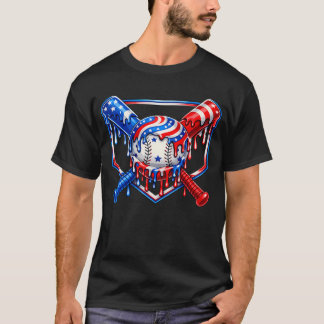 Baseball-Drip-Amerikanische-Flagge Für Jungen Juge T-Shirt