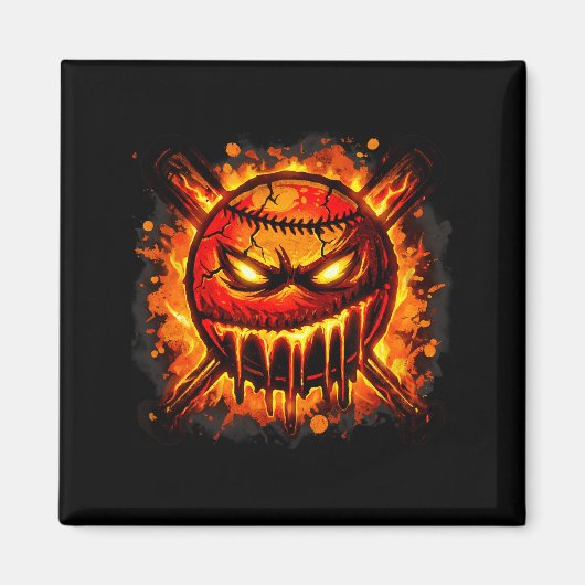 Baseball Drip Angry Lava Slime Ball Grafik Magnet (Vorne)
