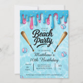 Baseball Drip Beachparty Kinder / Jugendliche Einladung (Vorderseite)