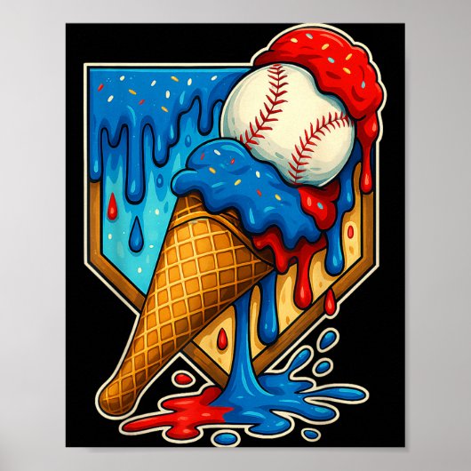 Baseball-Drip-Eiscreme 6 7 Nummer 67 Sechs Sieben Poster (Vorne)