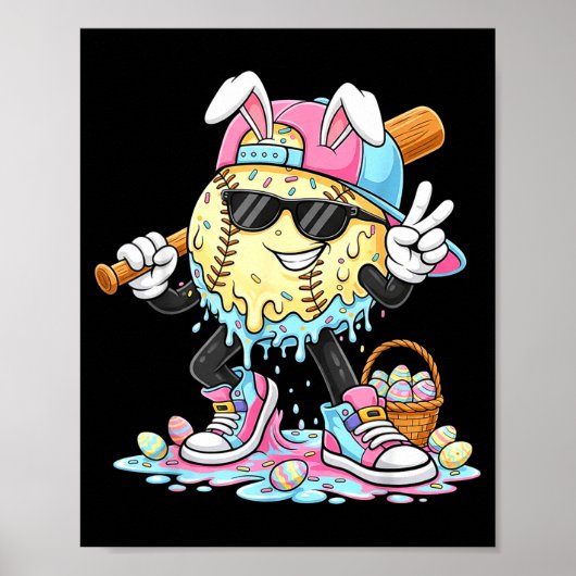 Baseball-Drip-Eiscreme-Osterhase-Cooler-Junge Poster (Vorne)
