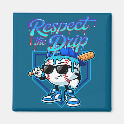 Baseball-Drip-Eiscreme Respektiere den Tropfen Hei Magnet (Vorne)