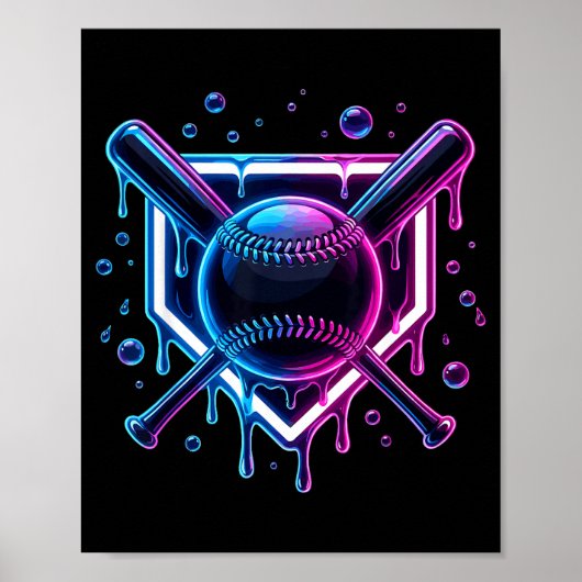 Baseball-Drip-Eiscreme-Schläger-Kids Poster (Vorne)