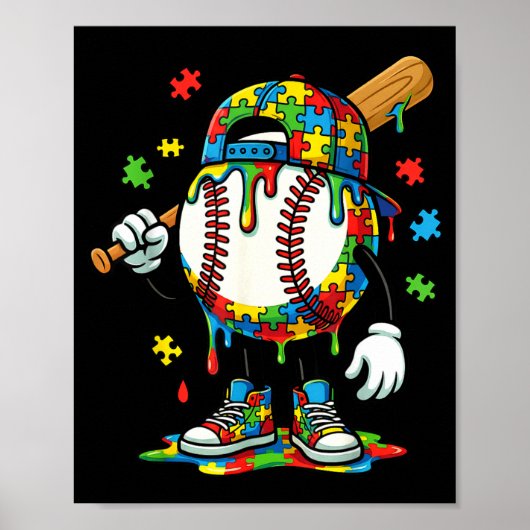 Baseball Drip Eiscreme Sport Autismus-Bewusstsein Poster (Vorne)