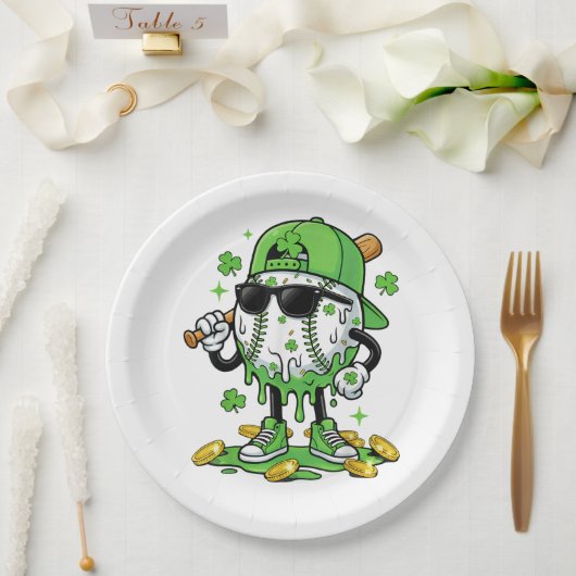 Baseball-Drip-Eiscreme St. Patricks Day Pappteller (Hochzeit)