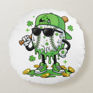 Baseball-Drip-Eiscreme St. Patricks Tag Rundes Kissen