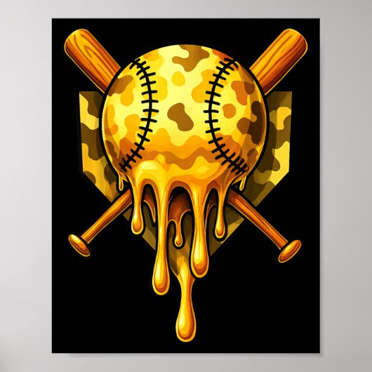 Baseball-Drip-Eiscreme-Tarnung Cool Design Poster (Vorne)
