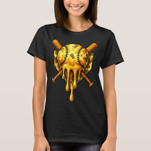 Baseball-Drip-Eiscreme-Tarnung Cool Design  T-Shirt (Vorderseite)