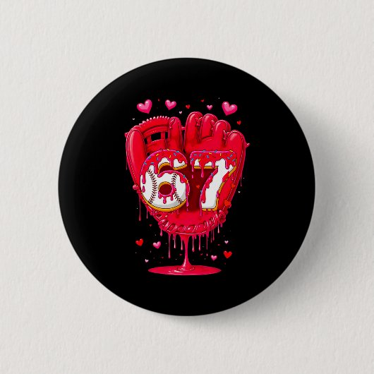 Baseball-Drip-Eiscreme-Valentinstag-Jugendliche-Ju Button (Vorderseite)