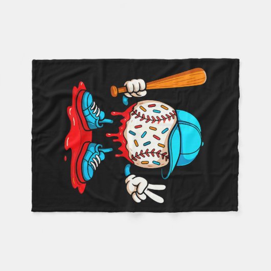 Baseball Drip For Boys Ice Cream Drip Baseball Fleecedecke (Vorderseite (Horizontal))