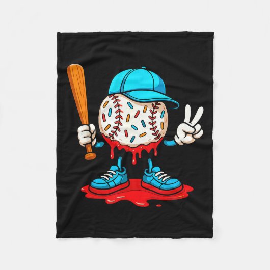 Baseball Drip For Boys Ice Cream Drip Baseball Fleecedecke (Vorderseite)