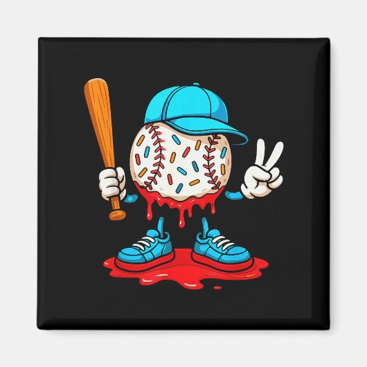Baseball Drip For Boys Ice Cream Drip Baseball Magnet (Vorne)