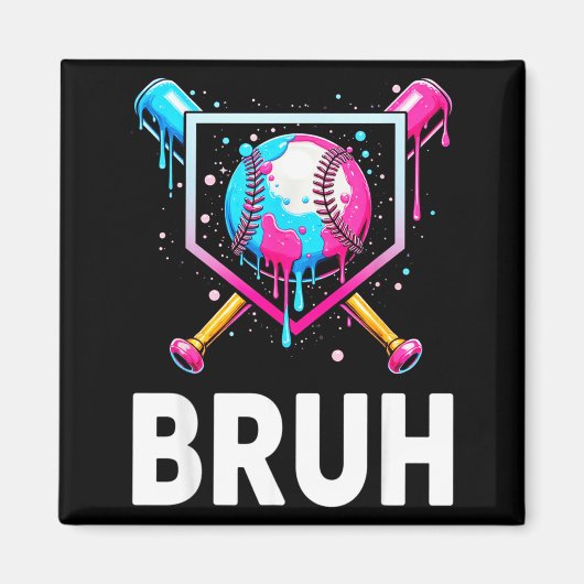 Baseball Drip Funny Bruh Ice Cream Dripng Matching Magnet (Vorne)