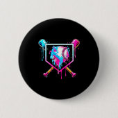 Baseball Drip Funny Ice Cream Dripng Matching Fami Button (Vorderseite)