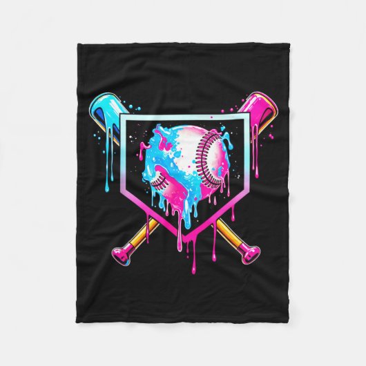 Baseball Drip Funny Ice Cream Dripng Matching Fami Fleecedecke (Vorderseite)