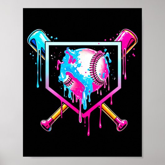 Baseball Drip Funny Ice Cream Dripng Matching Fami Poster (Vorne)