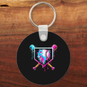 Baseball Drip Funny Ice Cream Dripng Matching Fami Schlüsselanhänger (Vorderseite)