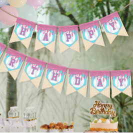 Baseball Drip Happy Birthday Wimpelkette