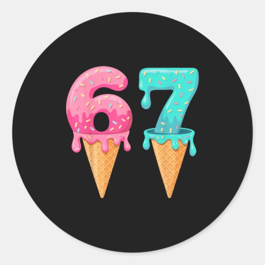 Baseball Drip Ice Cream 67 Baseball Lifestyle 101 Runder Aufkleber (Vorderseite)