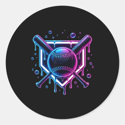 Baseball Drip Ice Cream Bat Kids  Runder Aufkleber (Vorderseite)