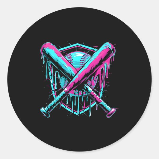 Baseball Drip Ice-cream Dripng Baseball Bat Var Wa Runder Aufkleber (Vorderseite)