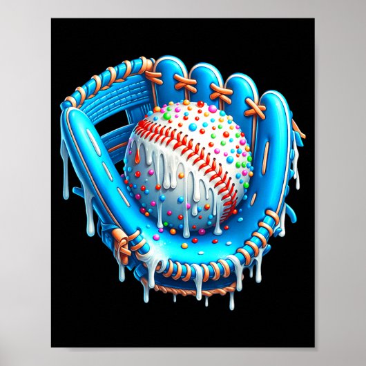 Baseball Drip Ice Cream Glove With Sprinkles Ball  Poster (Vorne)