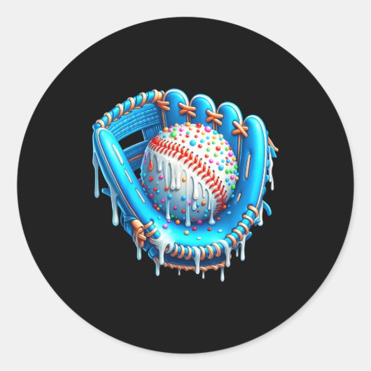 Baseball Drip Ice Cream Glove With Sprinkles Ball  Runder Aufkleber (Vorderseite)