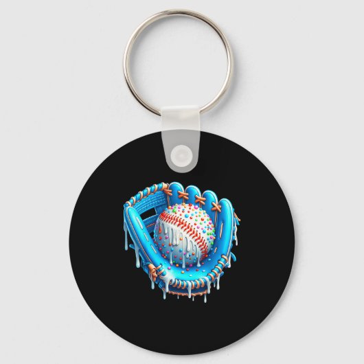 Baseball Drip Ice Cream Glove With Sprinkles Ball  Schlüsselanhänger (Vorderseite)