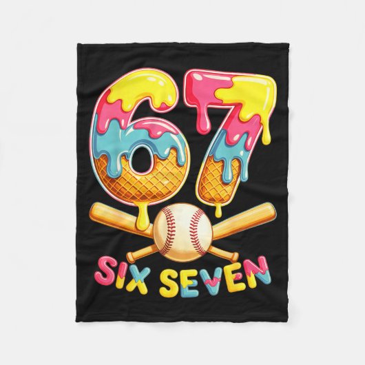 Baseball Drip Ice Cream Number 67 Player Lifestyle Fleecedecke (Vorderseite)